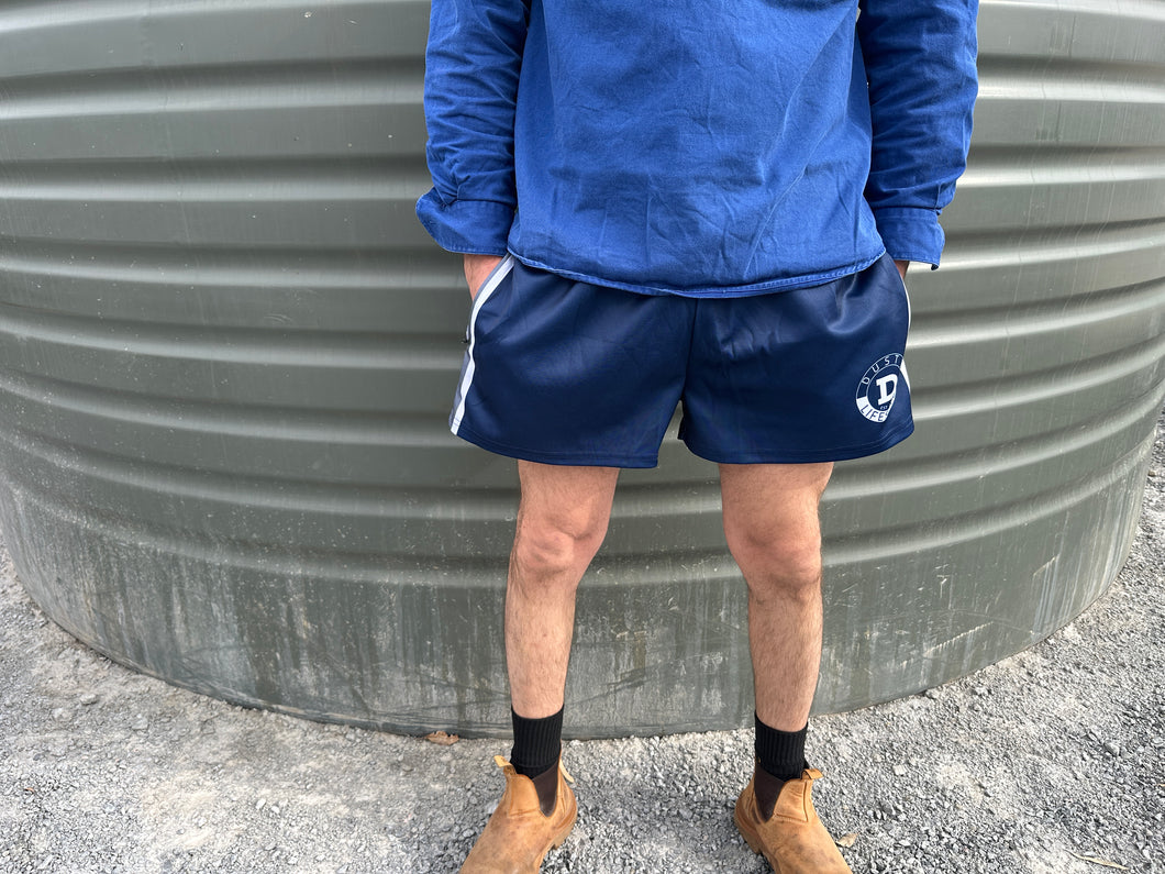 FOOTY SHORTS | NAVY & GREY STRIPE