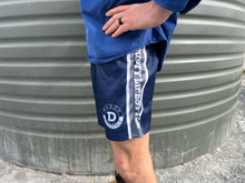 Load image into Gallery viewer, FOOTY SHORTS | NAVY &amp; GREY STRIPE
