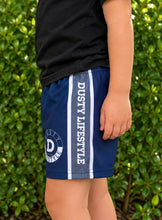 Load image into Gallery viewer, FOOTY SHORTS | KIDS | NAVY GREY STRIPES
